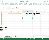 Excel-Screenshot mit max. Angabe von Zeilen und Spalten
