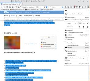 Markierter Text im Firefox-Browser