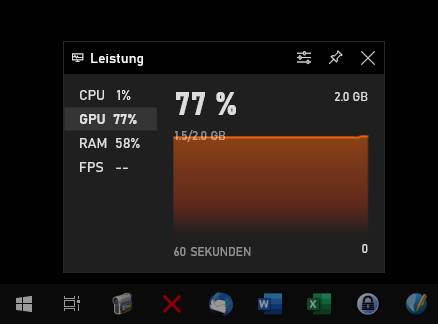 Screenshot Leistungsdiagramm der Xbox Game Bar