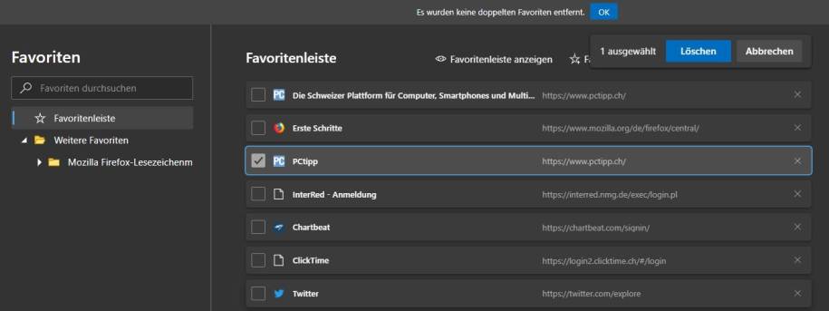 Löschen favoriten Favoriten löschen