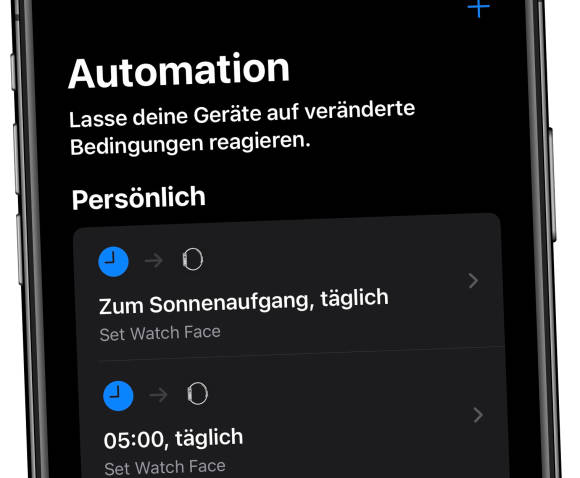 Die Automation auf dem iPhone wechselt die Zifferblätter auf der Apple Watch