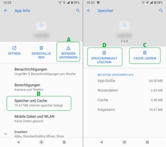 Screenshots der App-Einstellungen