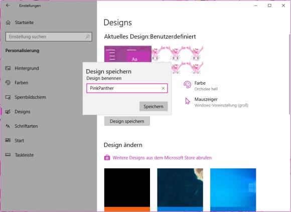 Design-Einstellungen in Windows 10