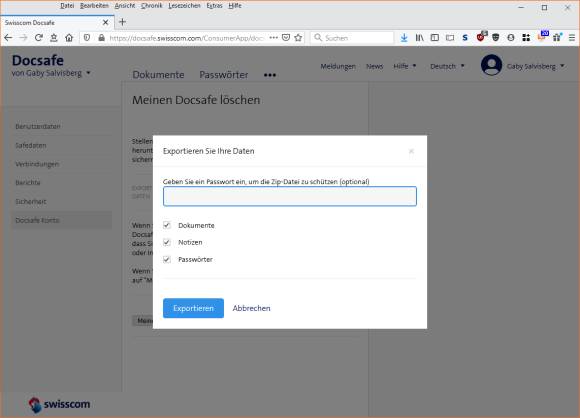 Screenshot Exportdialog