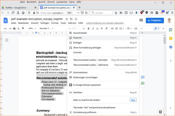 Screenshot Google Docs