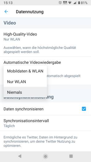 Screenshot Twitter auf dem Smartphone