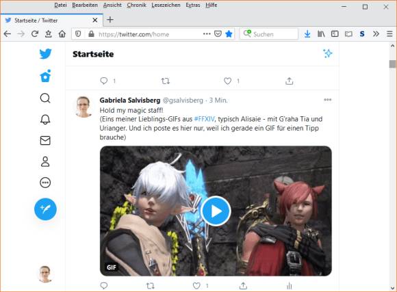 Screenshot Twitter mit animiertem GIF und Abspielsymbol