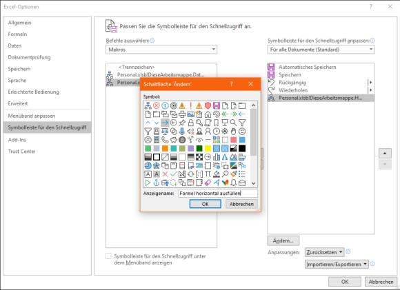 Screenshot Icon-Auswahl und Feld Anzeigename