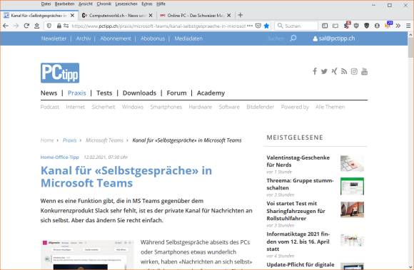 Screenshot Firefox mit drei geöffneten Tabs