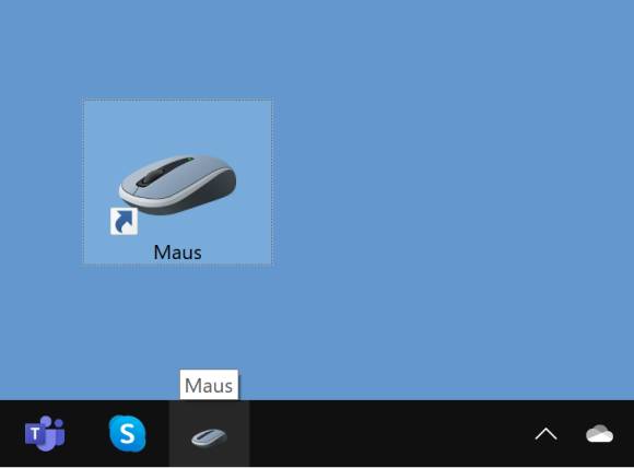 Screenshot Maus-Einstellung auf Desktop und in Taskleiste 