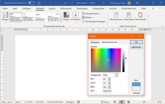 Farbwähler in Word