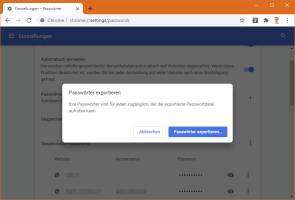 Screenshot Chrome Passwort-Export