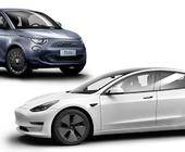 Tesla Model 3 und Fiat 500E ICON