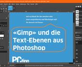 Screenshot mit Text Gimp und die Text-Ebenen aus Photoshop
