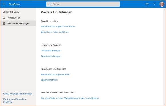 Screenshot OneDrive-Einstellungen