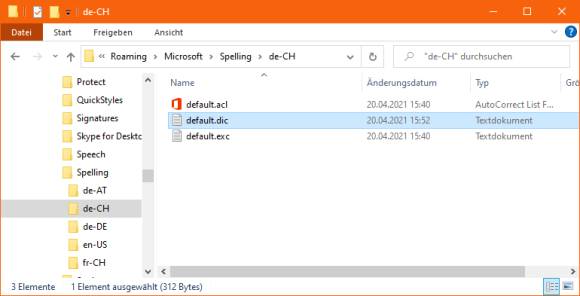 Screenshot Datei default.dic im Explorer