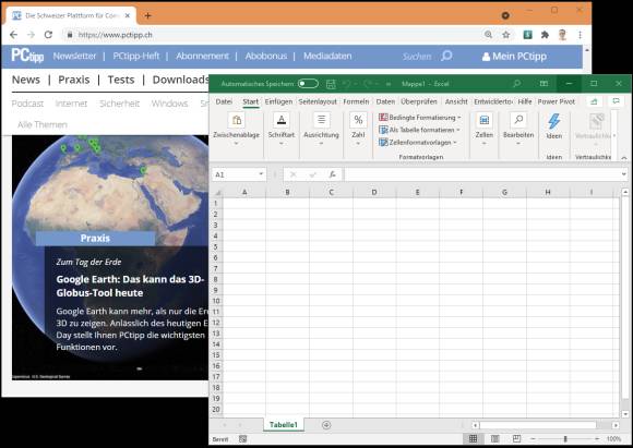 Chrome- und Excel-Fenster wieder in Standardfarben