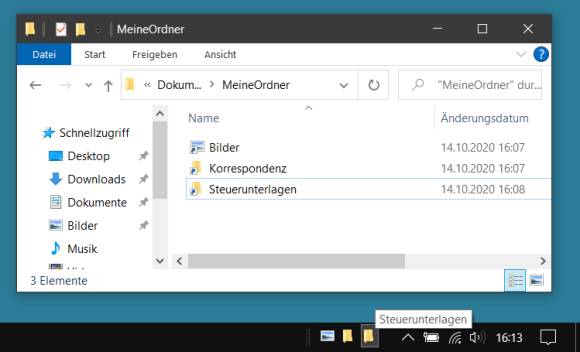 Screenshot Explorer mit Ordnerverknüpfungen