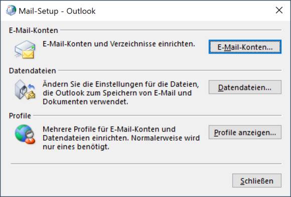 Screenshot Mail-Setup-Fenster
