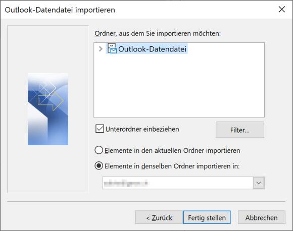 Mail-Import-Dialog