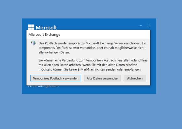 Screenshot Fehlermeldung betreffs temporäres Postfach 