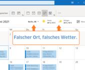 Screenshot Outlook-Kalender mit Wetter-Infos Berlin