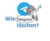 Telegram-Logo mit zum Abschied winkender Cartoon-Katze