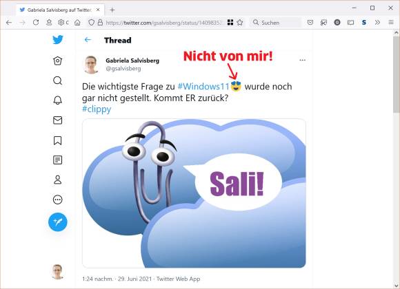 Screenshot Twitter-Post mit unerwünschtem Zusatz-Emoji 