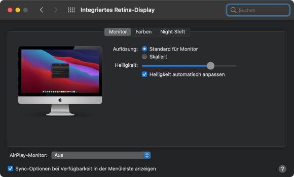 Das sind die Werkseinstellungen zum Display; das System wird’s schon richten