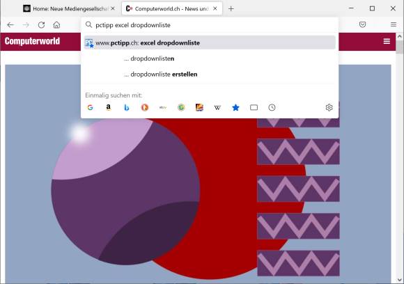 Screenshot Firefox mit Adressleistensuche 