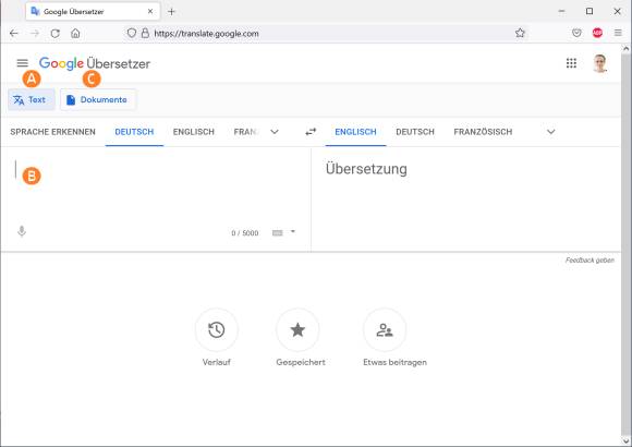 Screenshot Google-Übersetzer 