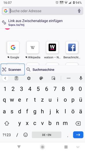 Screenshot QR-Code öffnen im Firefox unter Android