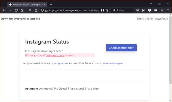 Screenshot downdetector Instagram ist down 