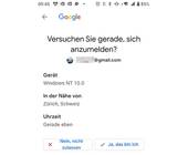 Screenshot Google 2FA-Rückfrage