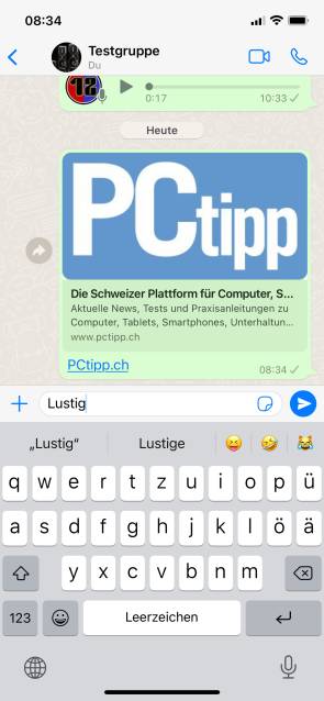 Screenshot WhatsApp auf dem Smartphone