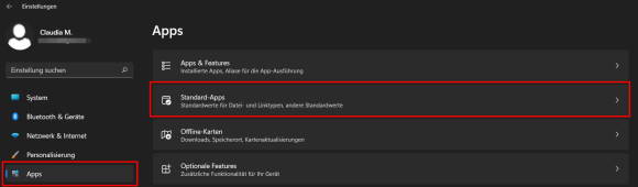 Standard-Apps-Einstellungen