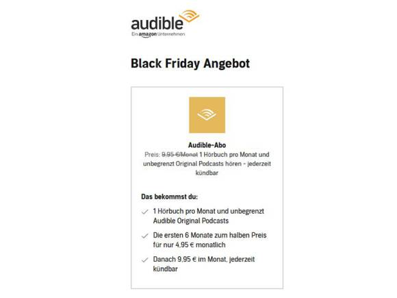 Screenshot Audible Black-Friday-Angebot 