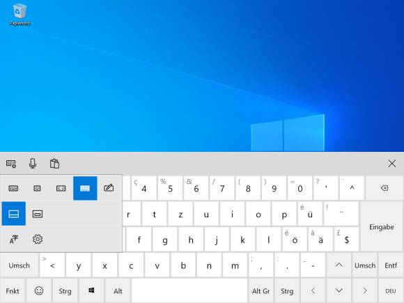 Einstellungsmenü der Bildschirmtastatur unter Windows 10