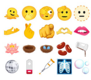 Zusammenstellung einiger der neuen Emojis 