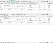 Beispiel eines Word-Menübands mit und ohne Anpassungen