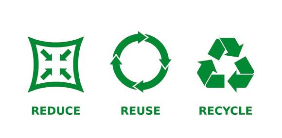 reduce, reuse, recycle-Schriftzug 