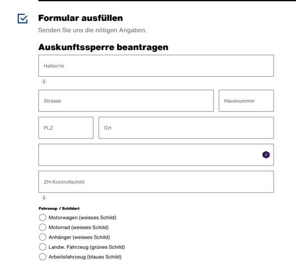 Formular Halterdaten sperren