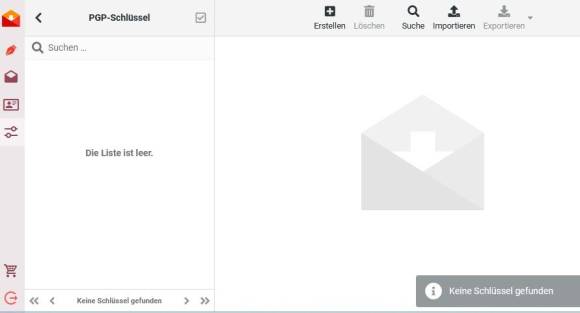 PGP-Grundansicht in Swisscows.email 