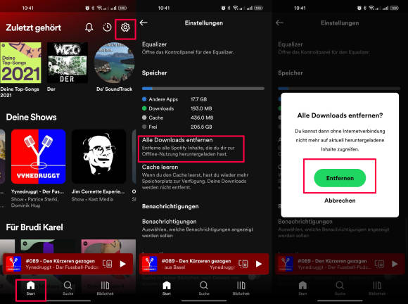 Aus Spotify alle Downloads entfernen