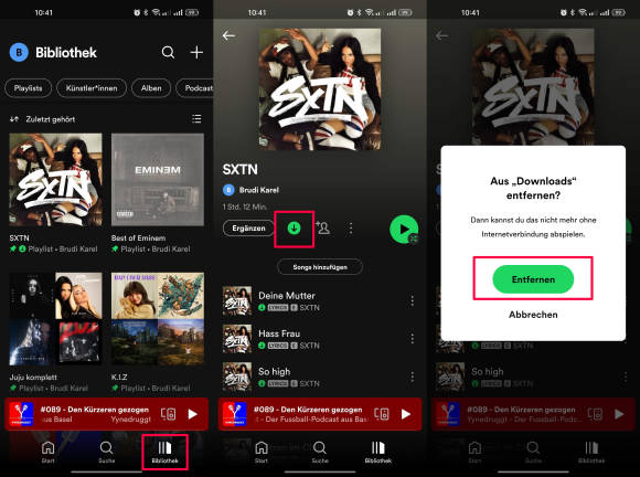 Aus Spotify bestimmte Downloads entfernen