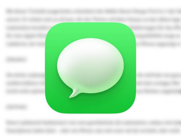 Das Symbol der Apple-Anwendung «Nachrichten» vor einem verschwommenen, längeren Text 