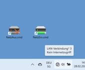 Zwei Icons mit Namen Netz-Aus und Netz-Ein auf dem Desktop