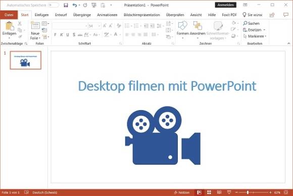 Ein Kamera-Symbol auf einer PowerPoint-Folie 