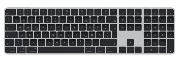 Das Foto zeigt eine Apple-Tastatur aus der Vogelperspektive