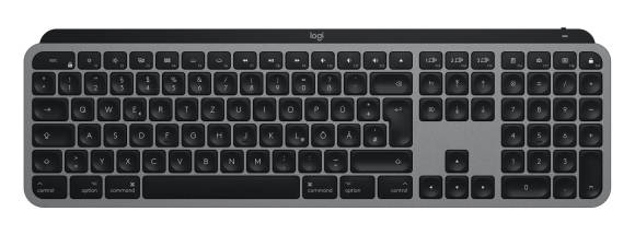Das Foto zeigt die Logitech-Tastatur «MX Keys» aus der Vogelperspektive